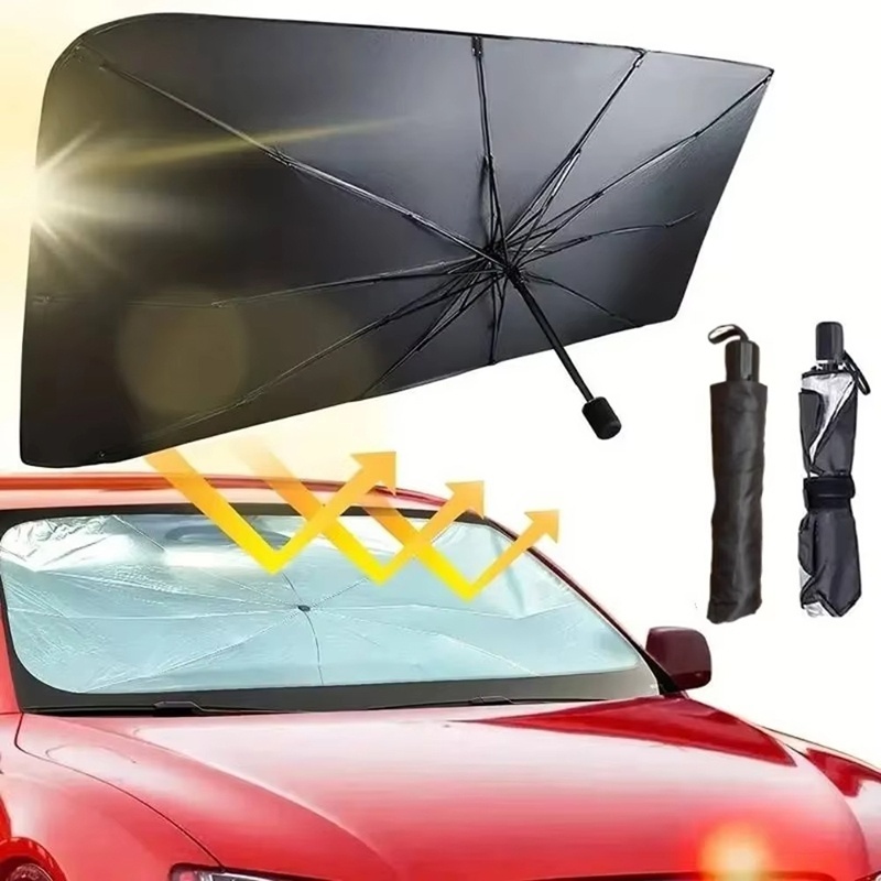 Car Sunshade Windshield Umbrella Foldable - ที่บังแดดรถยนต์แบบพับได้ อเนกประสงค์ ใช้งานสะดวก ปกป้องภายในรถ อุปกรณ์เสริม ร่มบังแดดสำหรับรถยนต์