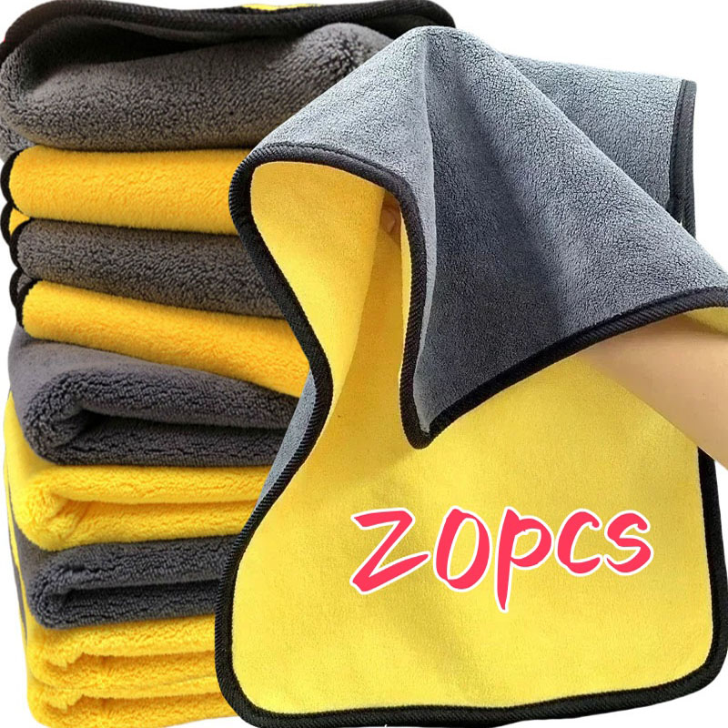 Microfiber Car Drying Towel Super Absorbent - ผ้าไมโครไฟเบอร์หนา1/20ชิ้นผ้าเช็ดรถสองชั้นผ้าเช็ดรถดูดซับซุปเปอร์ออโต้
