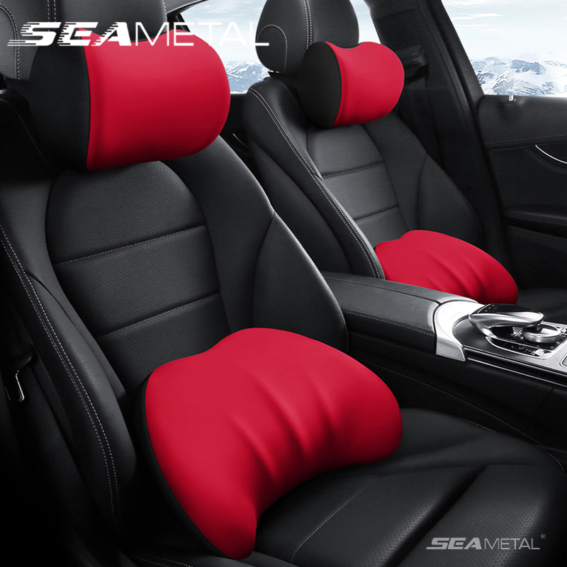 Memory Foam Car Neck Pillow Lumbar Support - Seametal พนักพิงศีรษะในรถยนต์หมอนการยศาสตร์รองรับเอวหมอนคอโฟมจำรูปนุ่มพิเศษระบายอากาศได้ฝาครอบที่ถอดออกได้ Relief อาการปวด