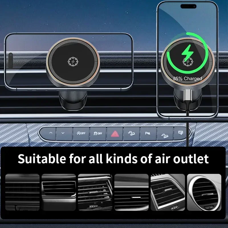 Magnetic Phone Holder For Car Vent - ที่ชาร์จไร้สายในรถยนต์แบบแม่เหล็ก TEC 15W พร้อมขาตั้งโทรศัพท์สำหรับช่องแอร์ รองรับ Magsafe