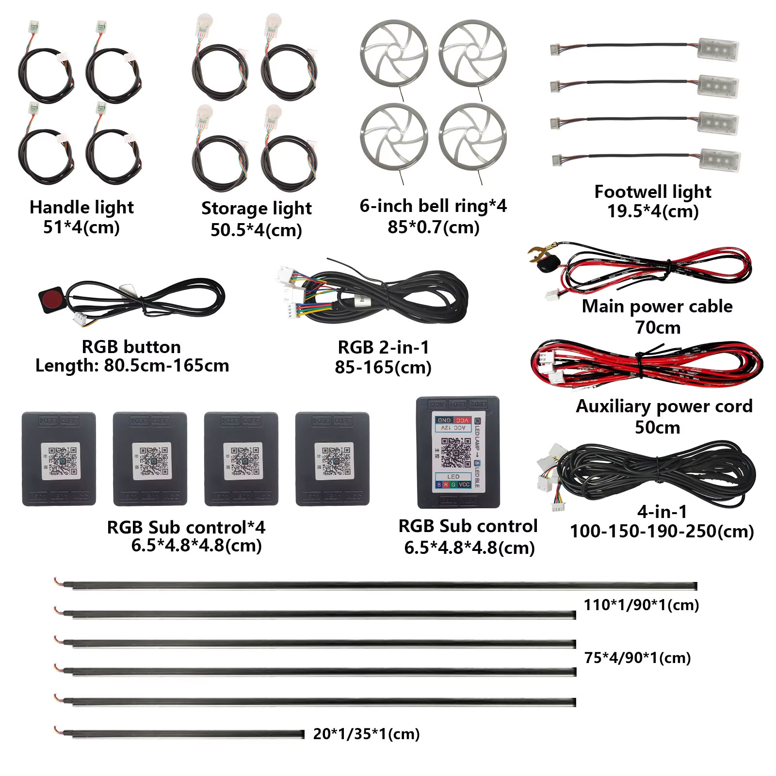 Led Ambient Interior Car Lights App Control - สำหรับแอปควบคุมไฟบรรยากาศ ใช้ได้กับรถยนต์ทุกรุ่น สามารถตัดแต่งได้ ชิ้นส่วนแยก ชุดไฟ LED