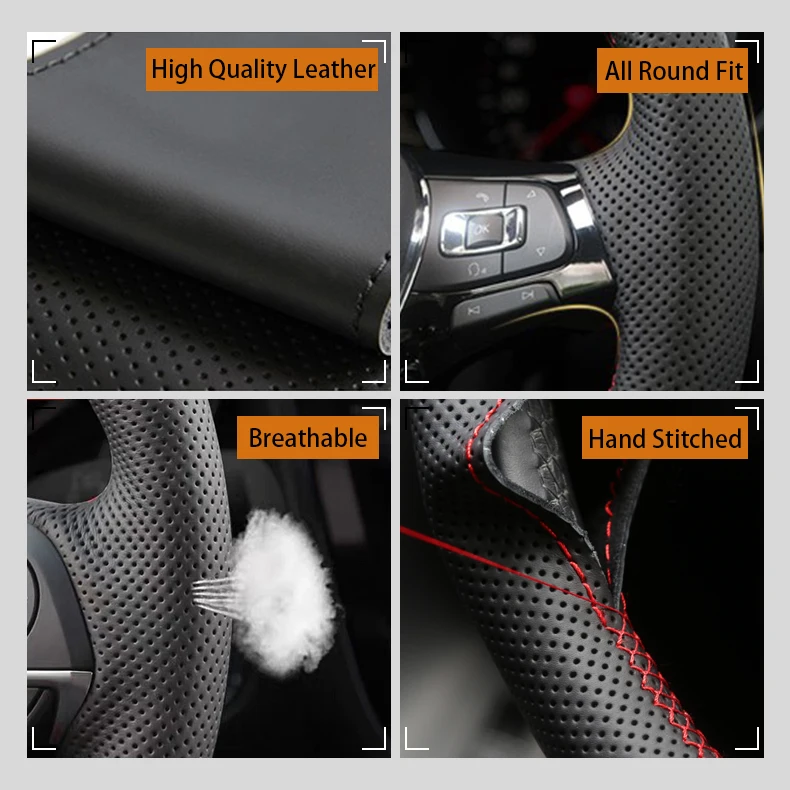 ปลอกหุ้มพวงมาลัยรถยนต์สำหรับ J - Car Steering Wheel Cover Anti Slip Breathable บทวิจารณ์และราคา