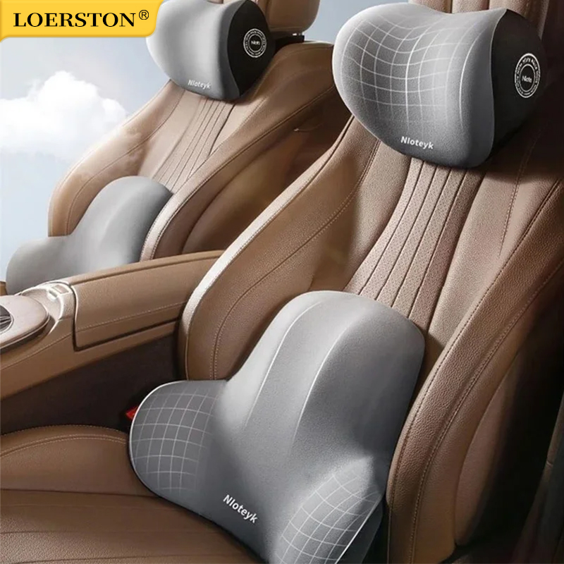 หน่วยความจําโฟมรถคอเบาะรถ Lumb - Memory Foam Car Neck Pillow Lumbar Support บทวิจารณ์และราคา