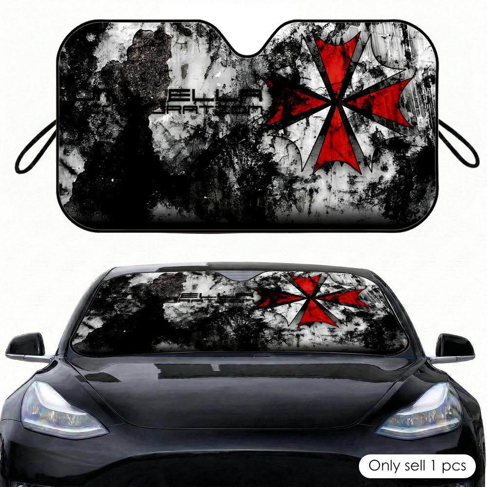 ร่มกันแดดหน้ารถลายหนังสยองขวัญ - Car Sunshade Windshield Umbrella Foldable บทวิจารณ์และราคา